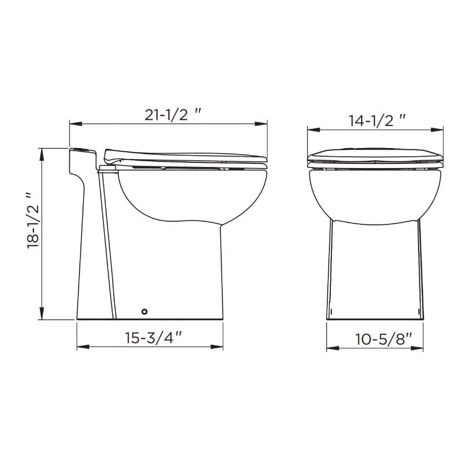 3.8 L/4.8 L Sanicompact Dual Flush Tankless Round Toilet - with Pump, White