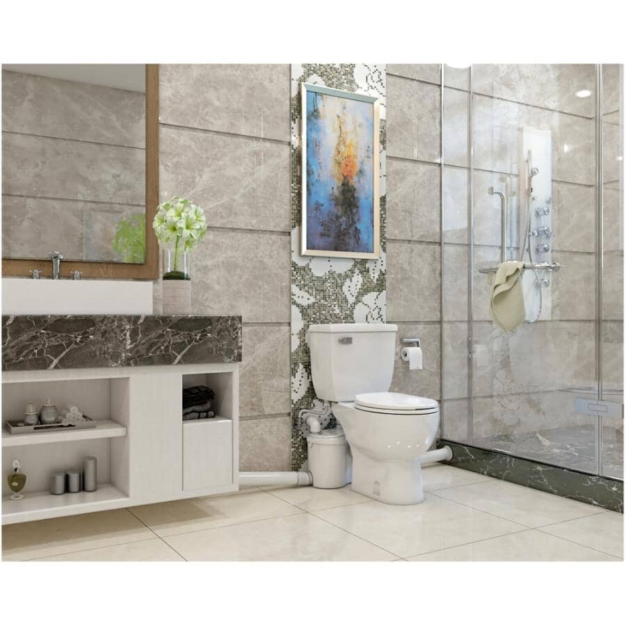 4.8 L Sanibest Pro Elongated Toilet - with Pump, 16.75" Accessible Height, White