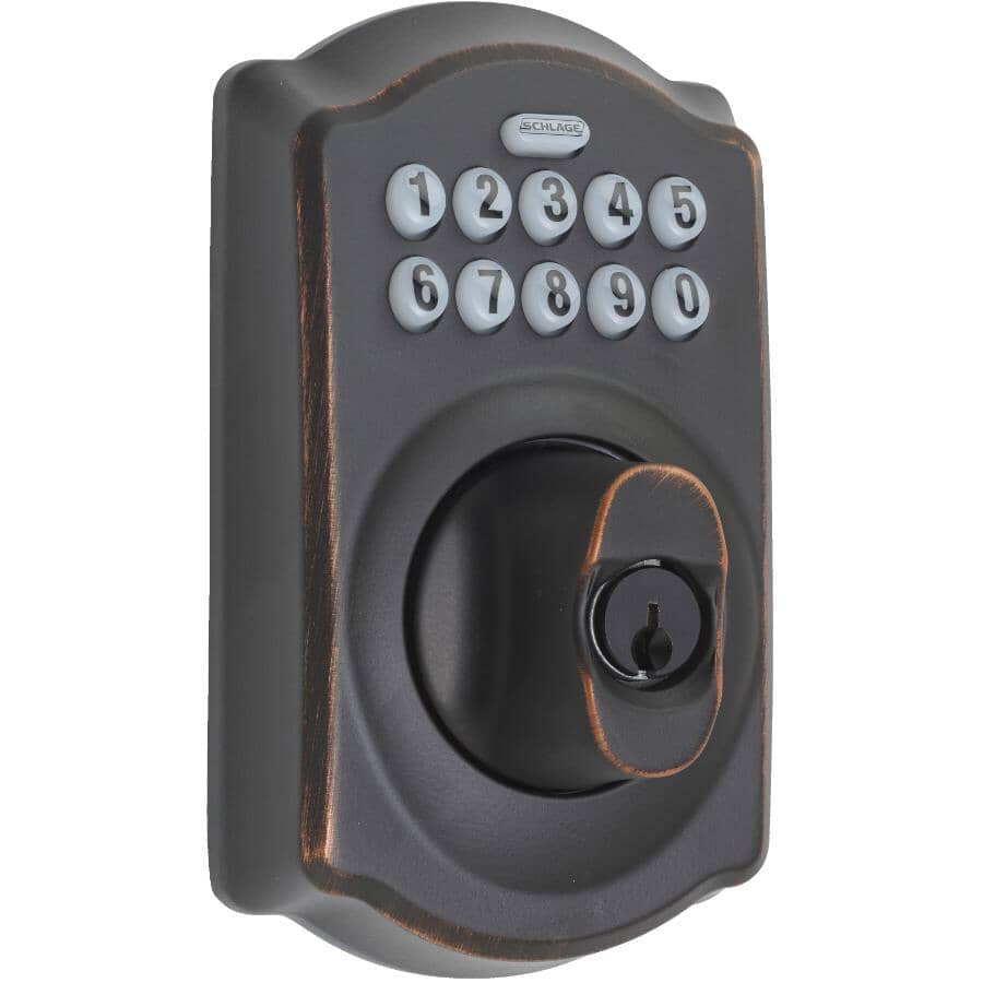Aged Bronze Camelot Electronic Deadbolt Lock