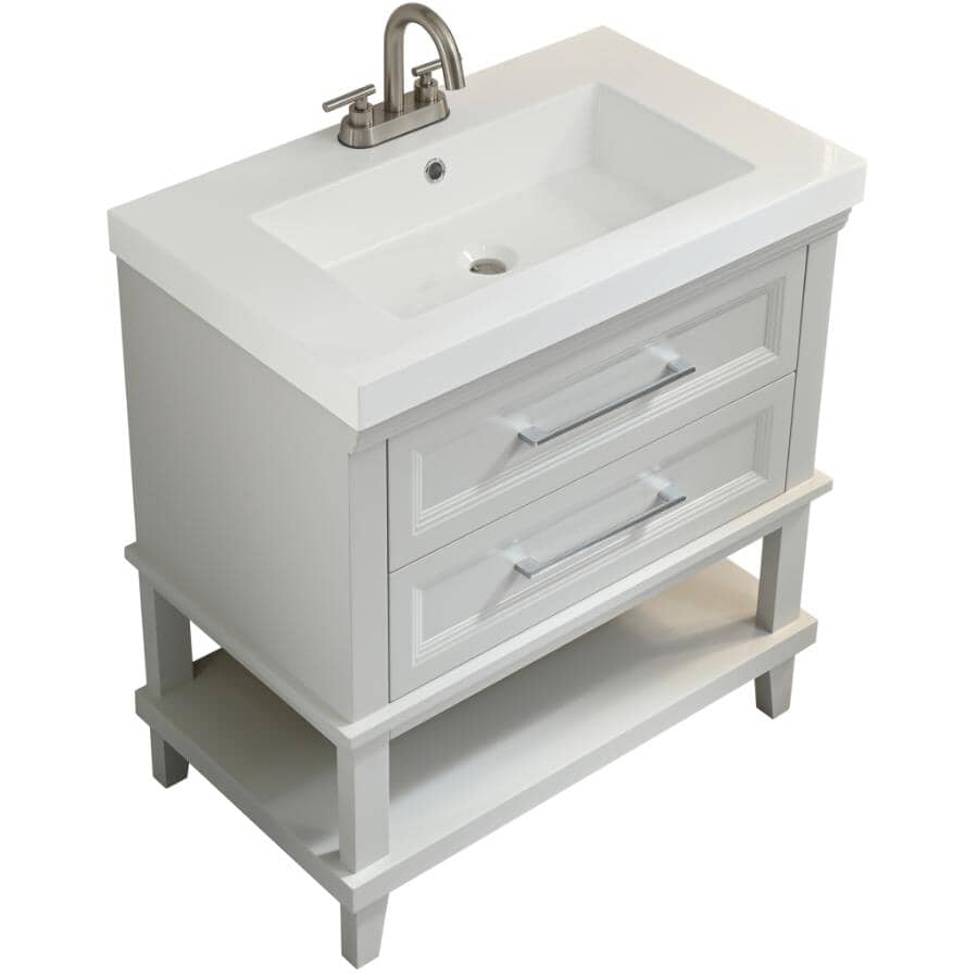 31" W x 19" D Bristol Vanity with Cultured Marble Top - 2 Drawer, Grey