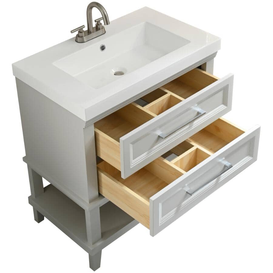 31" W x 19" D Bristol Vanity with Cultured Marble Top - 2 Drawer, Grey