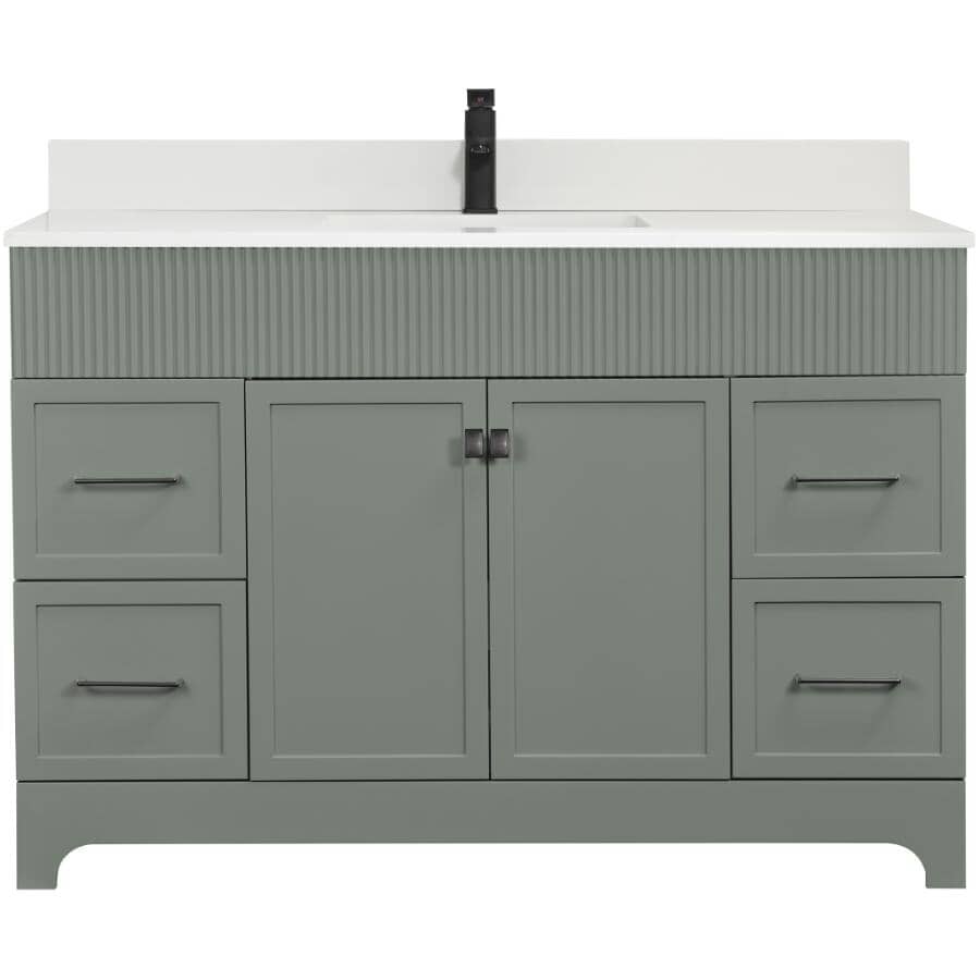 49" W x 22" D Napa Vanity with Cultured Marble Top - 2 Doors + 4 Drawers, Green