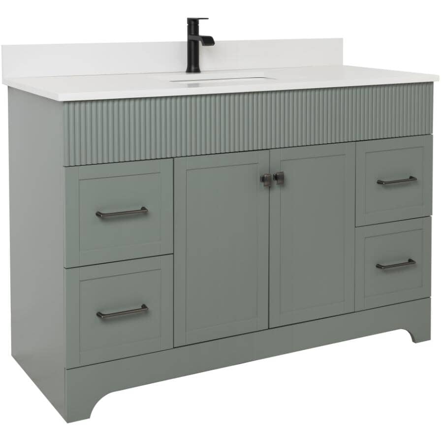 49" W x 22" D Napa Vanity with Cultured Marble Top - 2 Doors + 4 Drawers, Green