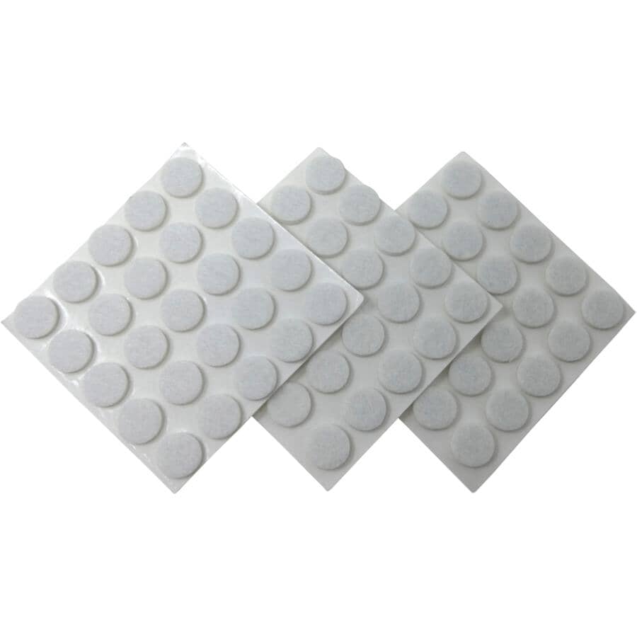 3/8" Medium Duty Felt Pads - White, 75 Pack