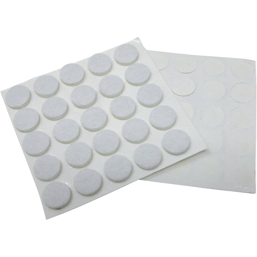 3/8" Medium Duty Felt Pads - White, 75 Pack