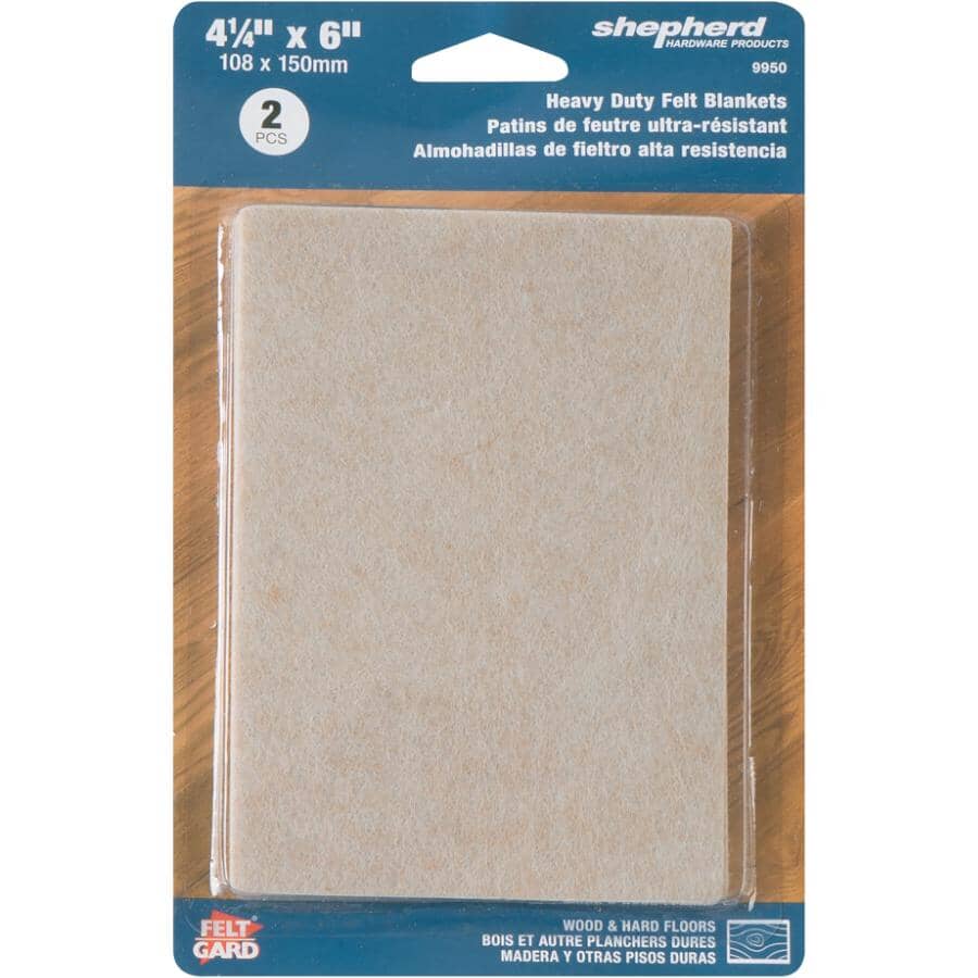 6" x 4-1/4" Rectangular Heavy Duty Felt Pads - 2 Pack