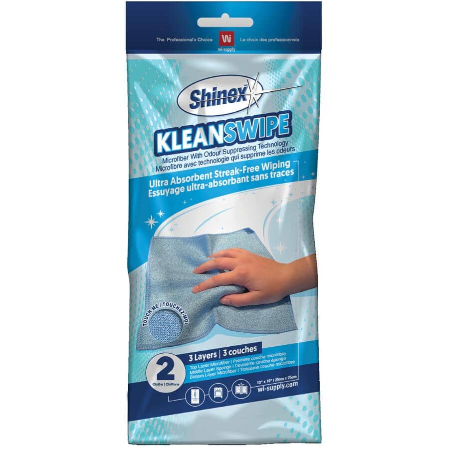 Kleanswipe Microfibre Cleaning Cloths with Odour Suppressing Technology - 2 Pack