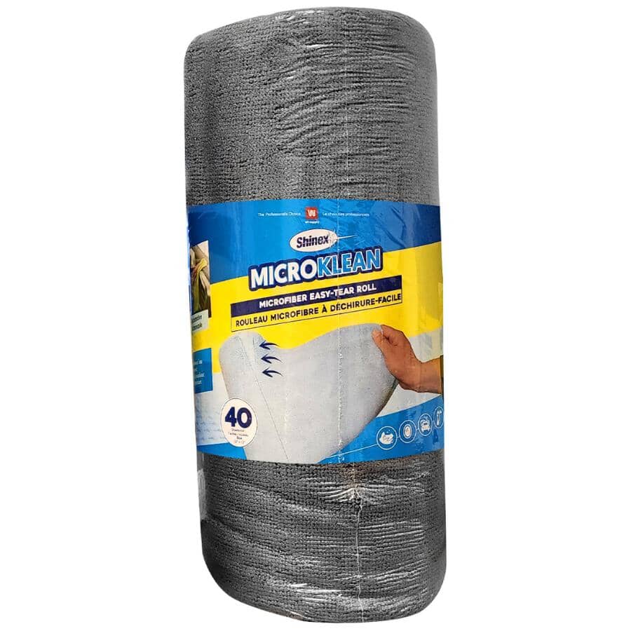 Microfibre Cloths - Grey, 12" x 12", 40 Sheets per Roll