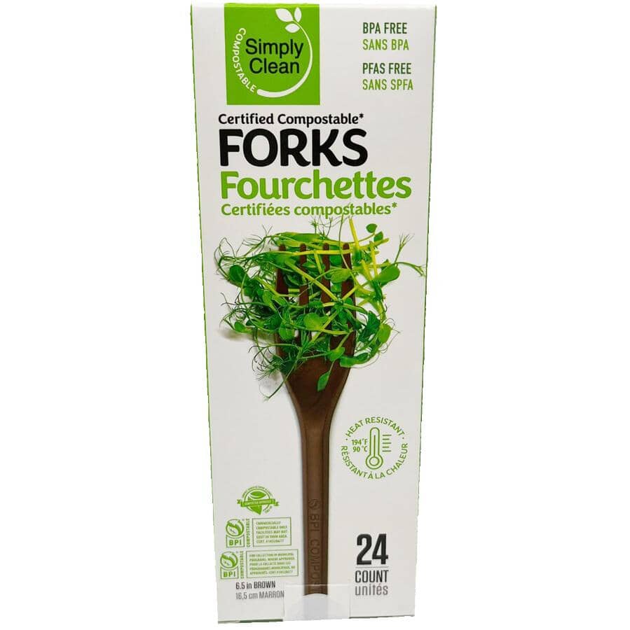 Compostable Forks - Brown, 24 Pack