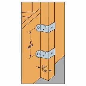 4" x 4" G185 Deck Post Tie - ZMAX Finish