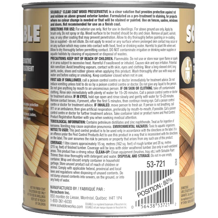 Wood Preservative - Clear Coat, 946 ml