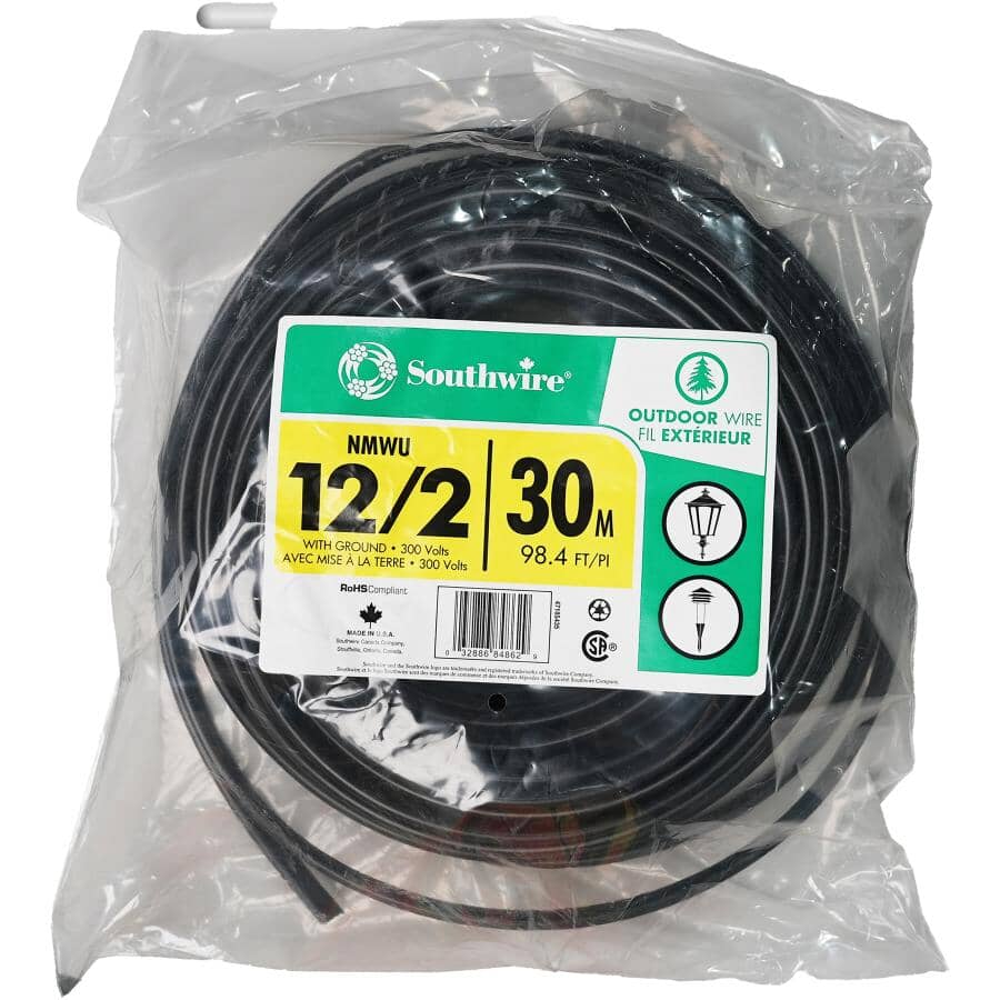 30M 12/2 NMWU Copper Wire - Black
