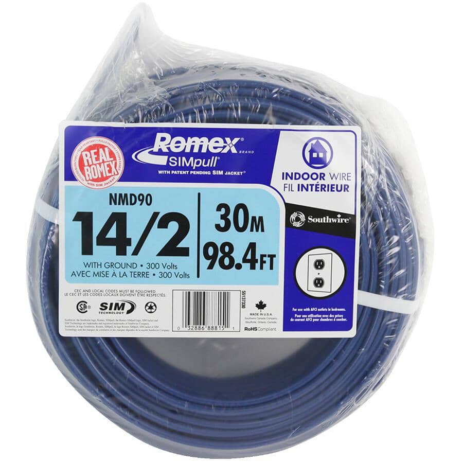 30M 14/2 NMD-90 Copper Wire - Blue