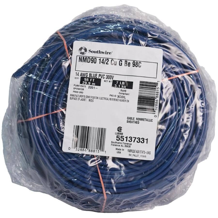 30M 14/2 NMD-90 Copper Wire - Blue