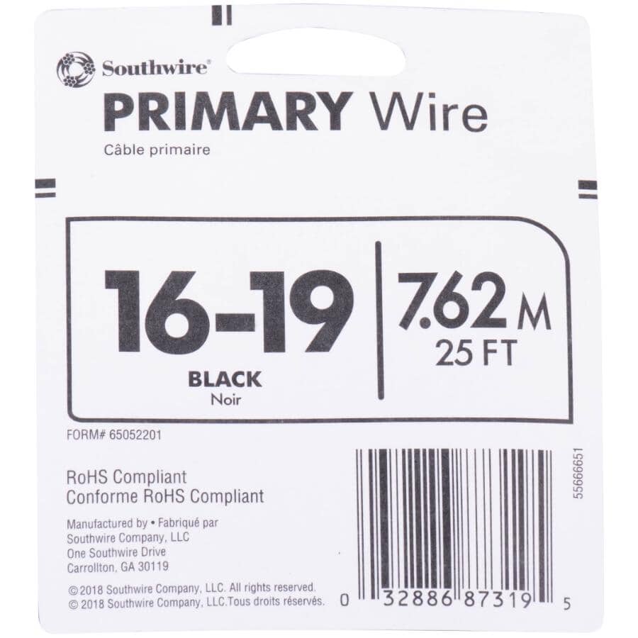 7.6M 16G Primary Wire - Black