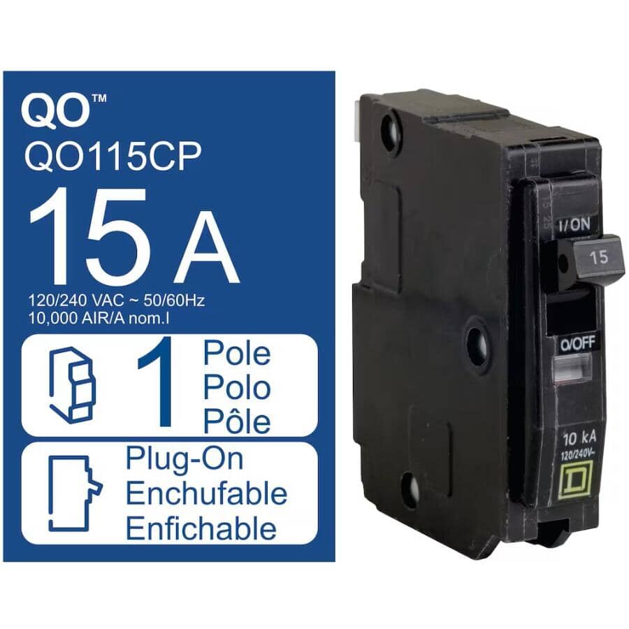 Single Pole Circuit Breaker - 15 Amp Plug-On