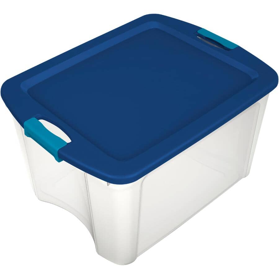 Latch & Carry Storage Box - Clear / Blue. 68 L