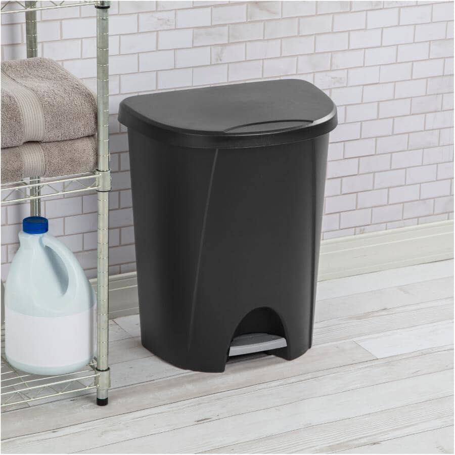 Step-On Garbage Can - Black, 25 L