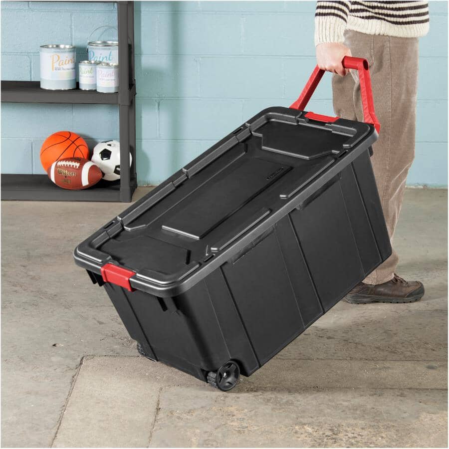 Storage Box - with Wheels & Handle, Black, 151 L