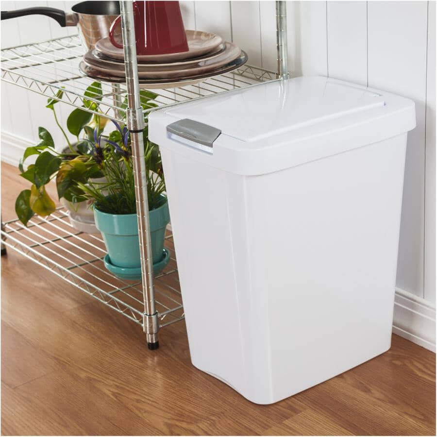 Touch-Top Garbage Can - White, 28 L