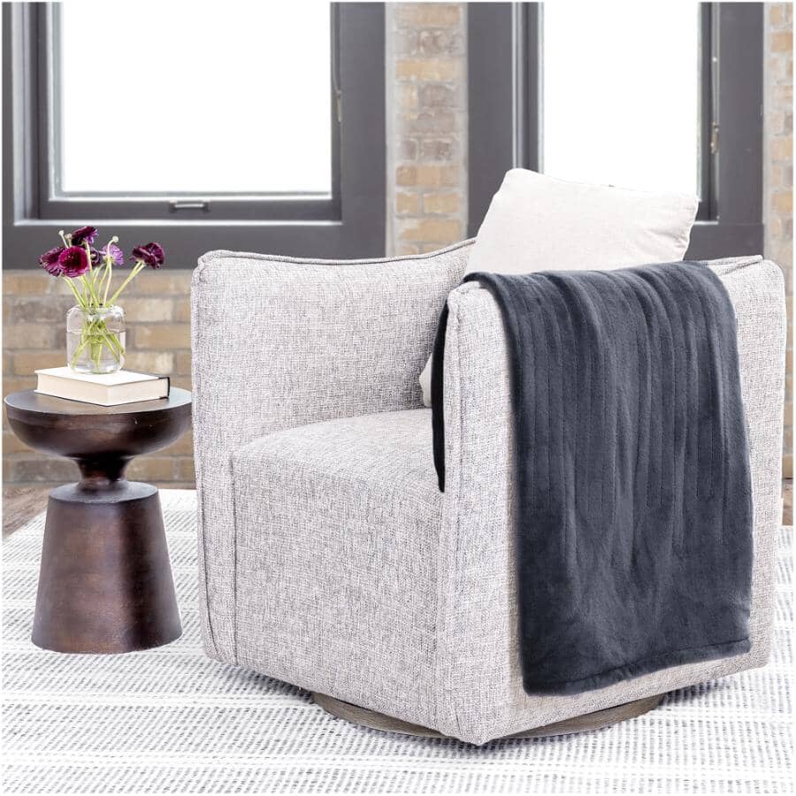 Microplush Sherpa Electric Heated Throw, Dark Shadow - 50" x 60"