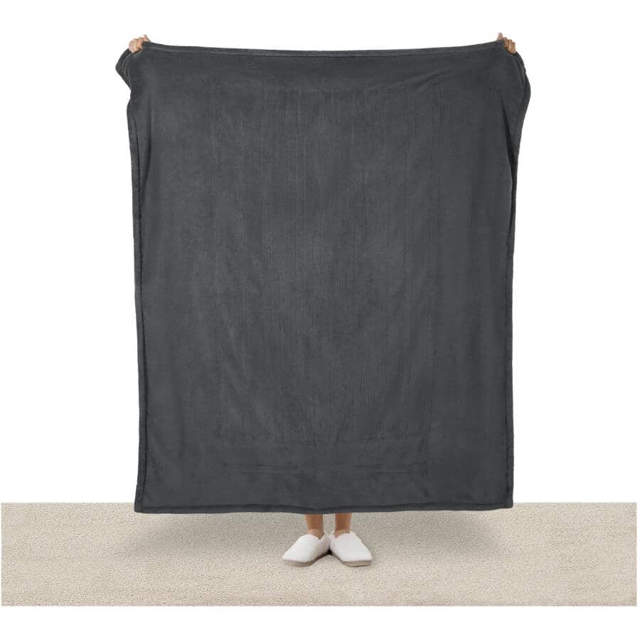 Microplush Sherpa Electric Heated Throw, Dark Shadow - 50" x 60"
