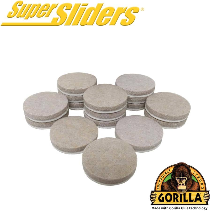 1-1/2" Super Sliders Felt Pads with Gorilla Glue Technology, Beige - 16 Pack