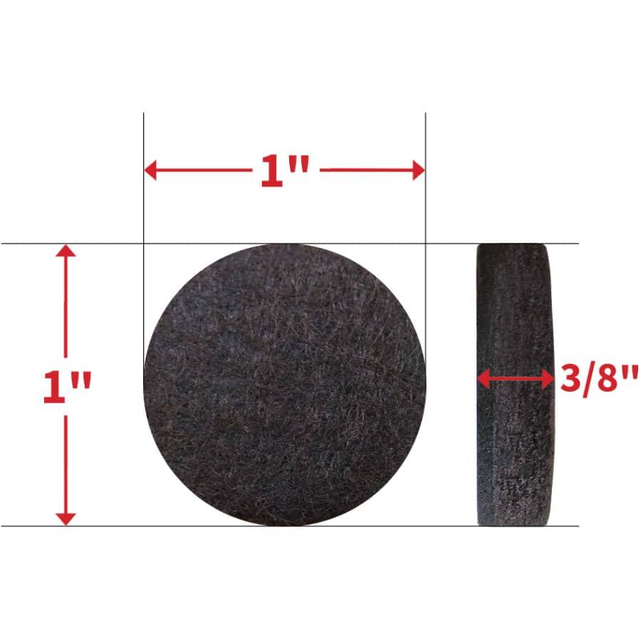 1" Round Super Sliders Felt Pads with Gorilla Glue Technology, Brown - 48 Pack