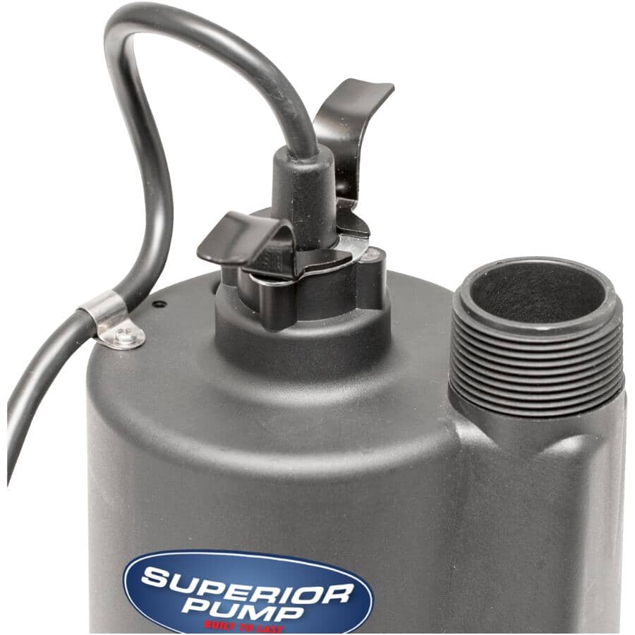 1/3 HP Submersible Thermoplastic Sump Pump - with Tethered Float Switch