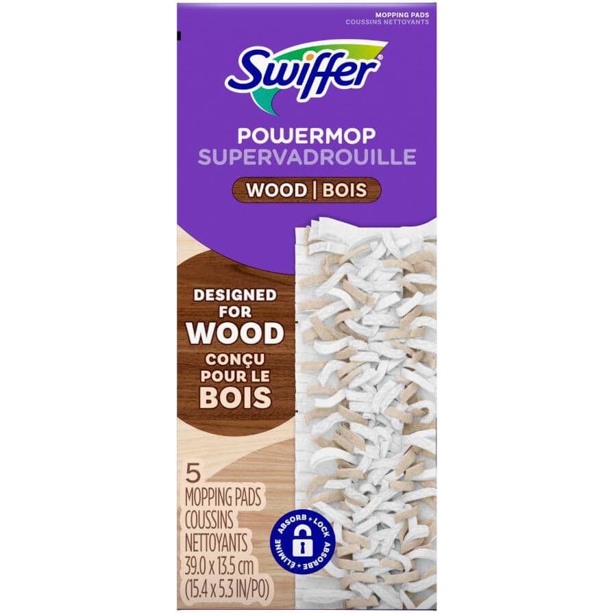 PowerMop Wood Mopping Pad Refills - 5 pack