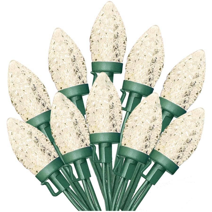C9 Light Set with Green Wire - Warm White, 25 LEDs