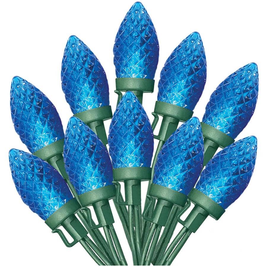 C9 Light Set with Green Wire - Blue, 25 LEDs
