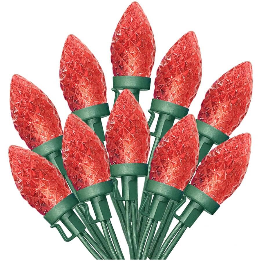 C9 Light Set with Green Wire - Red, 25 LEDs