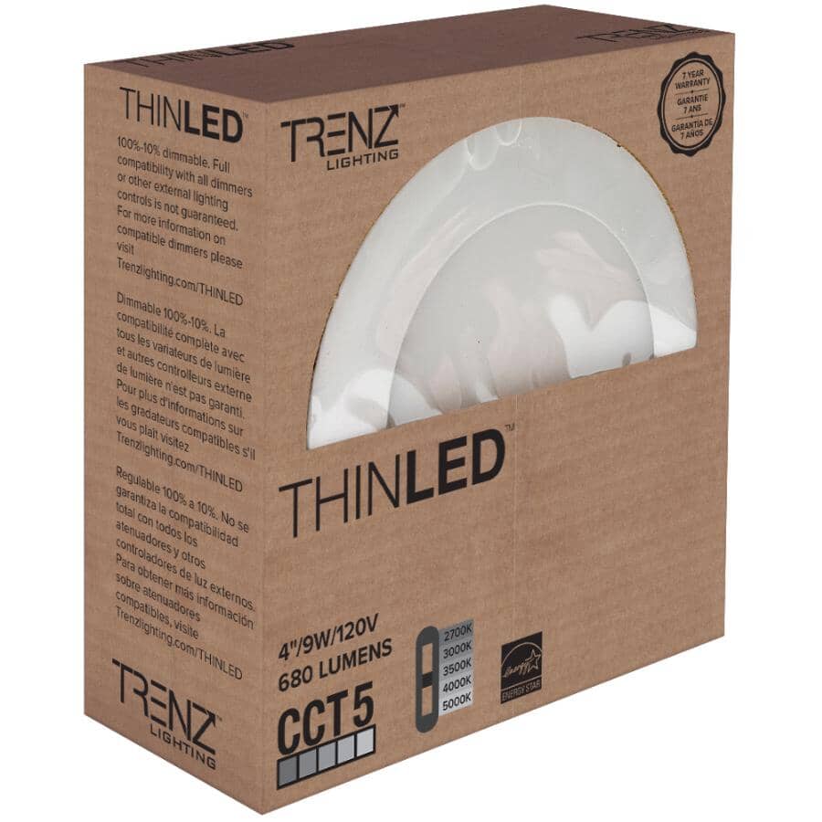 ThinLED ECO 4" Recessed LED Pot Light with CCT Switch - White, 9W