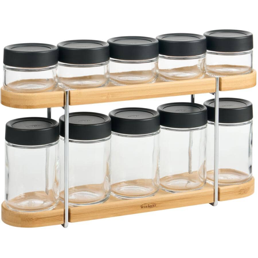 Compact Glass Spice Rack with 10 Jars