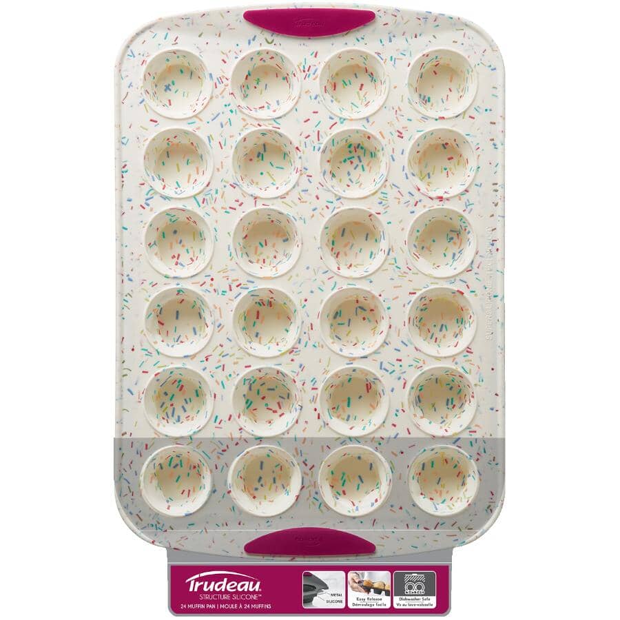 Silicone Mini Muffin Pan - White Confetti, 24 Cup