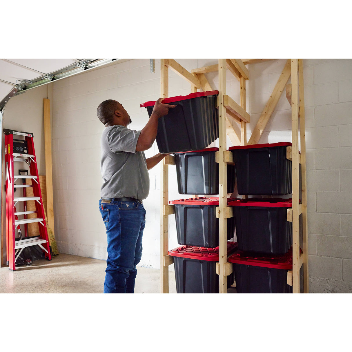 102 L Heavy Duty Storage Box - Black with Red Lid