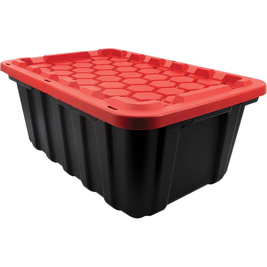 70 L Heavy Duty Storage Box - Black with Red Lid