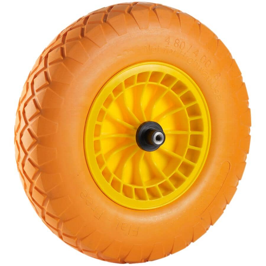 16" Flat Free Wheelbarrow Wheel and Tire, for Tufx-Fort Wheelbarrows