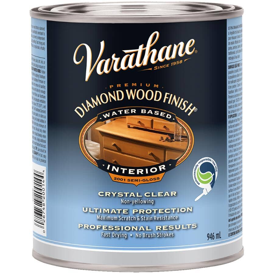 Premium Interior Diamond Wood Finish - Crystal Clear Semi-Gloss, 946 ml