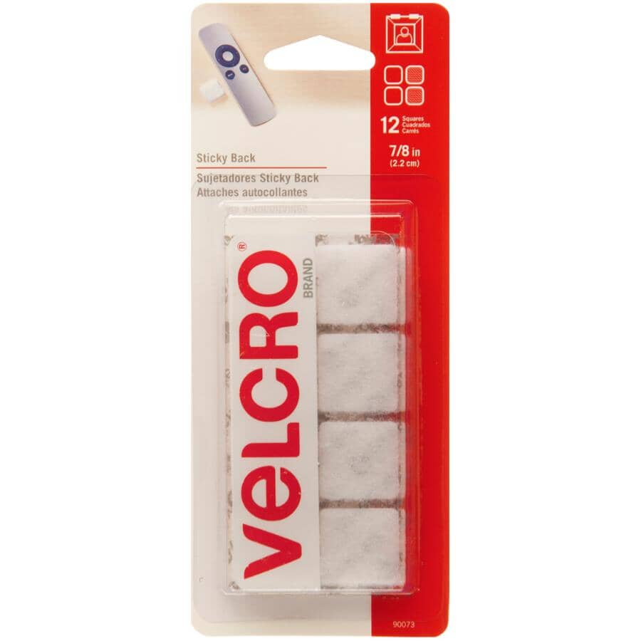 12 Pack 7/8" Square White VELCRO® Strips