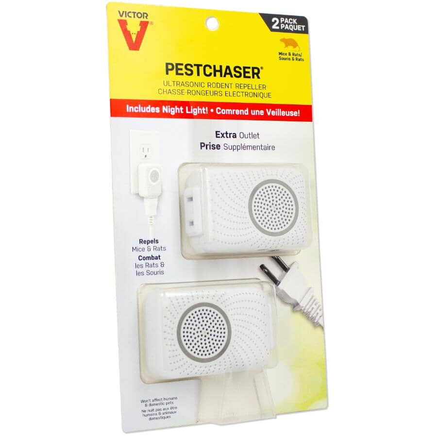 PestChaser Rodent Repellent - with Nightlight & Extra Outlet, 2 Units