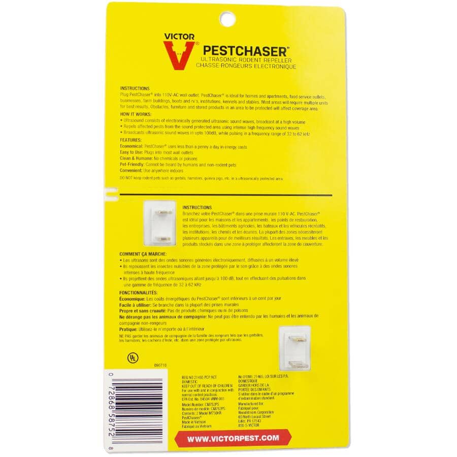 PestChaser Rodent Repellent - with Nightlight & Extra Outlet, 2 Units