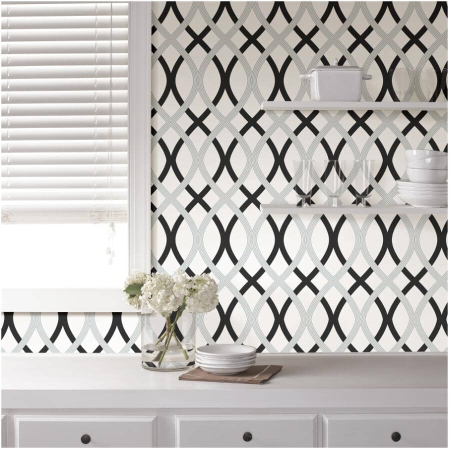 Lattice Peel & Stick Wallpaper - Black & Grey, 20.5" x 18'
