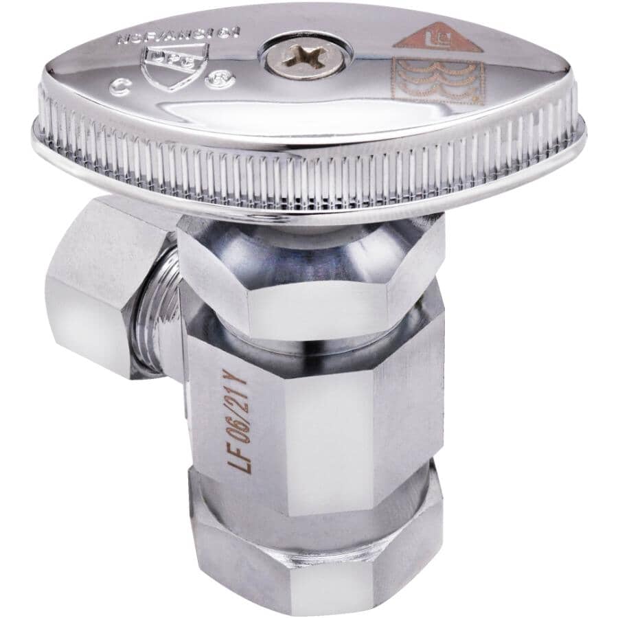 1/2" FPT x 3/8" Outside Diameter Compression Angle Stop Valve