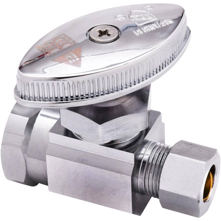 1/2" FPT x 3/8" Outside Diameter Compression Straight Stop Valve