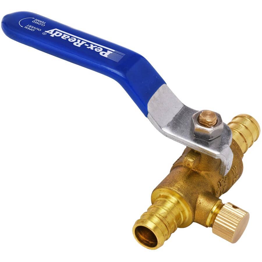 1/2" PEX Brass Ball Valve - with Drain