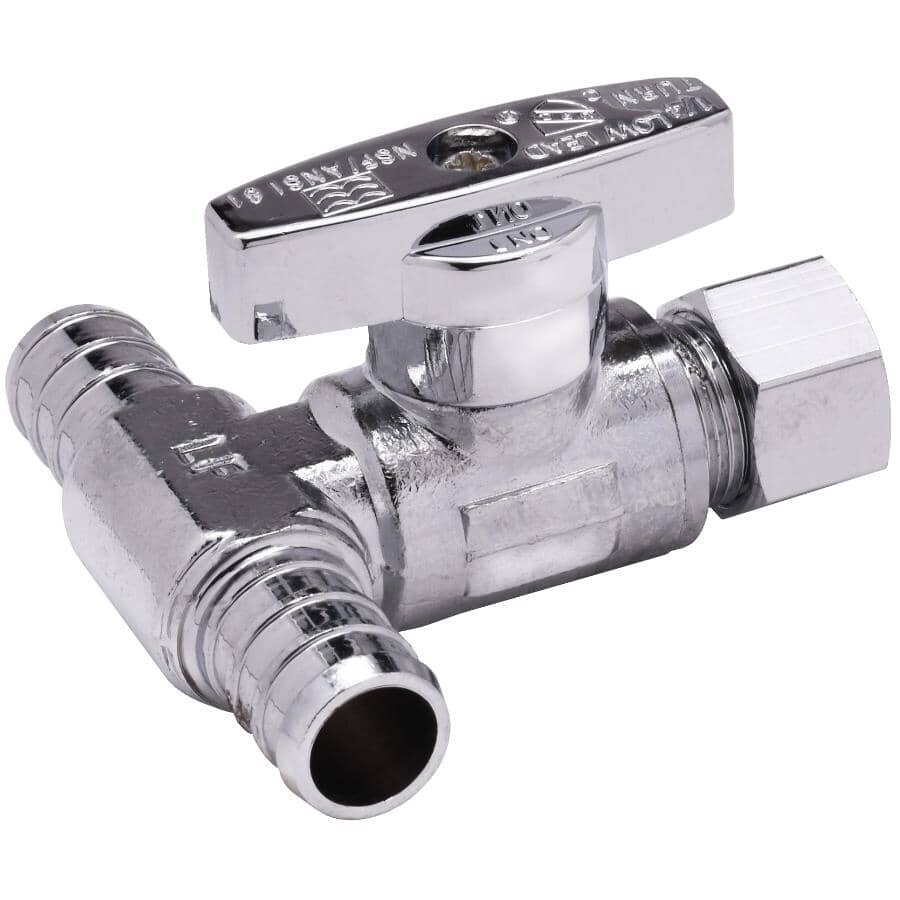 1/2" PEX x 1/2" PEX x 3/8" Compression Brass Dishwasher Tee Valve