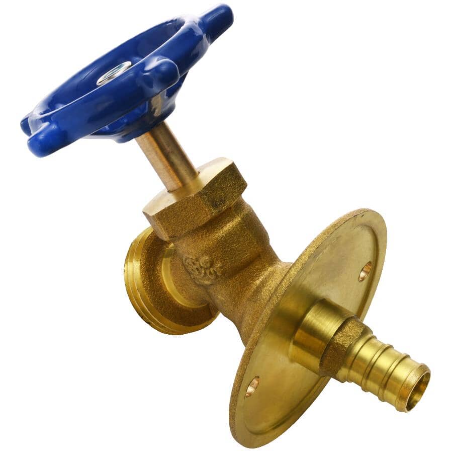 1/2" PEX x 3/4" Male Garden Hose Thread Bibb Sillcock Valve - with Flange