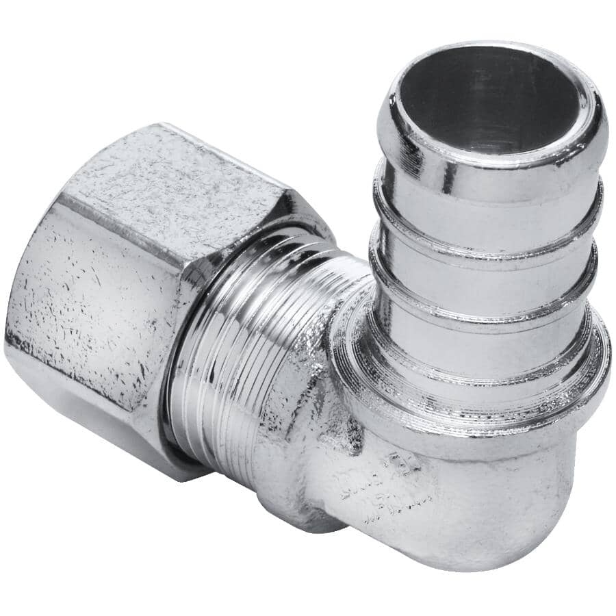 1/2" PEX x 3/8" Compression Brass 90 Degree Elbow
